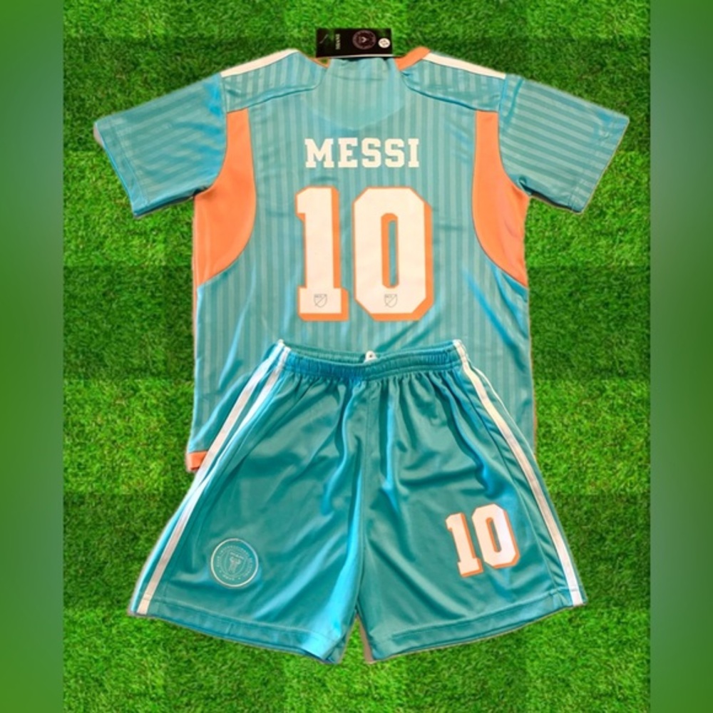 Lionel Messi Dolphins Color Soccer Jersey Set Kids Toddler and Youth Sizes